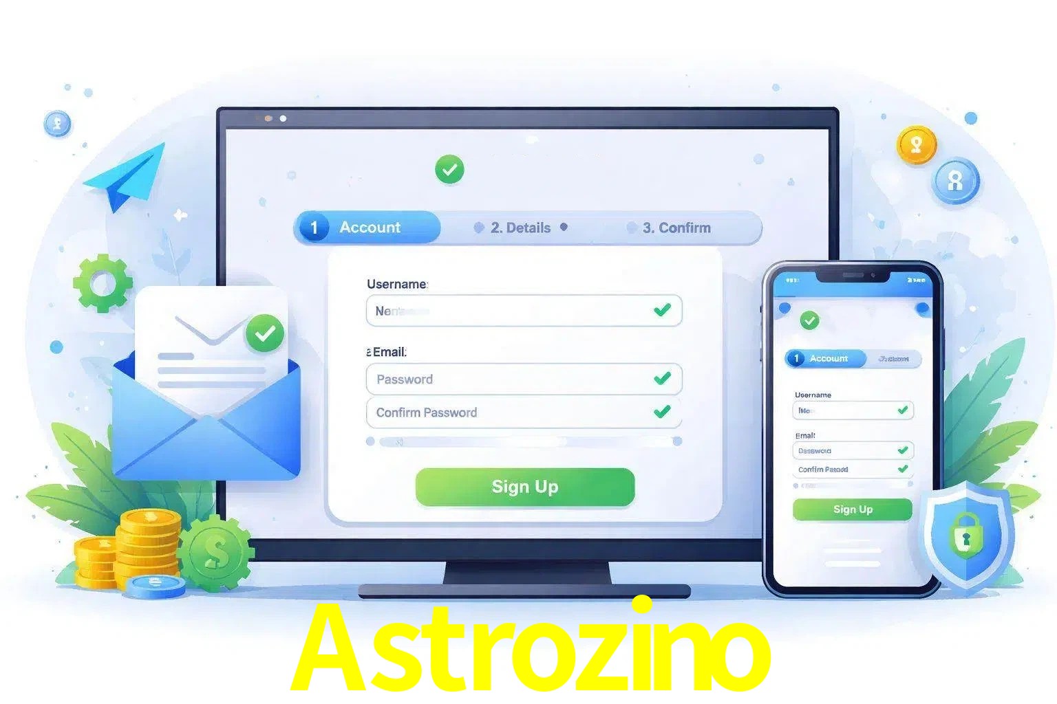 Registro de nuevo usuario y configuración de cuenta Astrozino