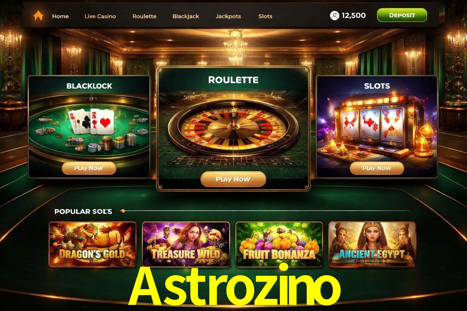 Vista de la plataforma Astrozino Casino mostrando categorías organizadas de juegos en línea